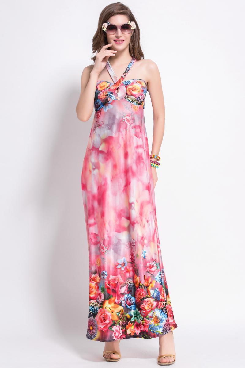Sexy Printed Sleeveless Bohemia Beach Maxi Dress