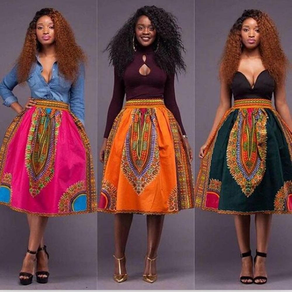 African Print High Waist Casual Skirt