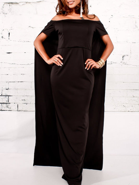 Black Off Shoulder Summer Evening Party Dress