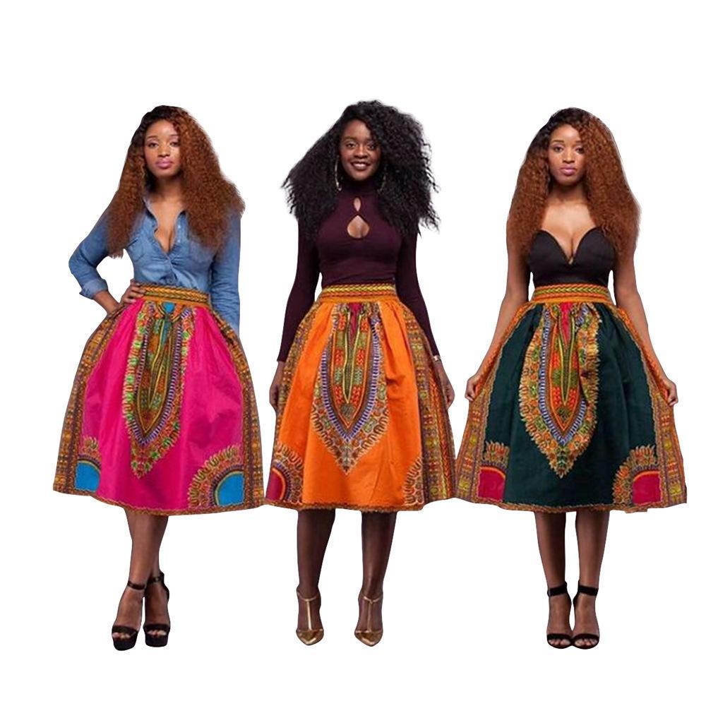 African Print High Waist Casual Skirt