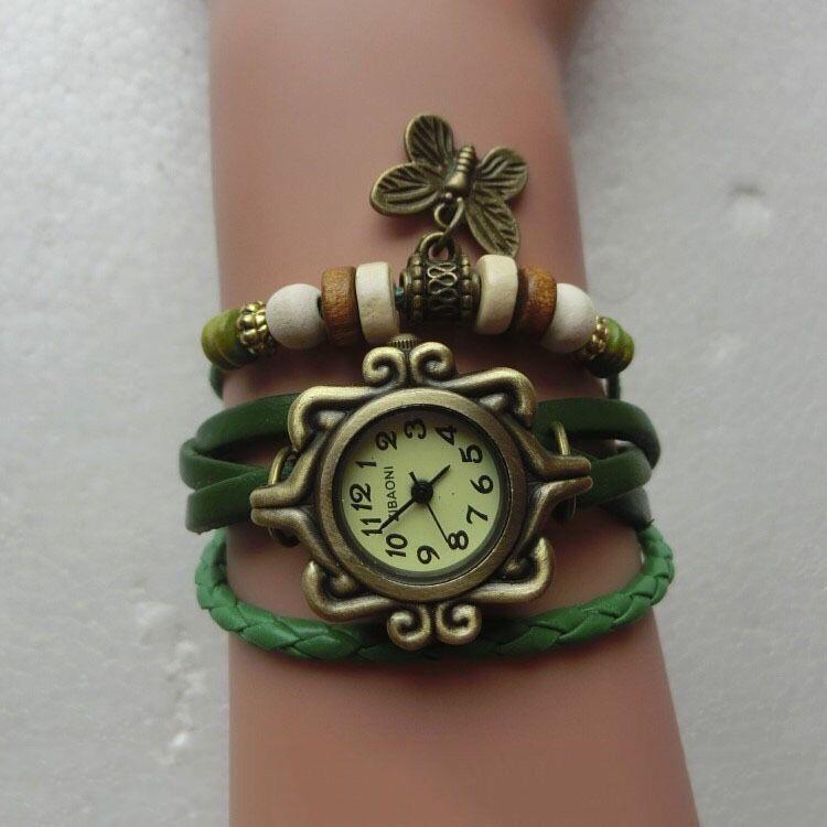 Vintage  Bracelet Women Butterfly Pendant Watch