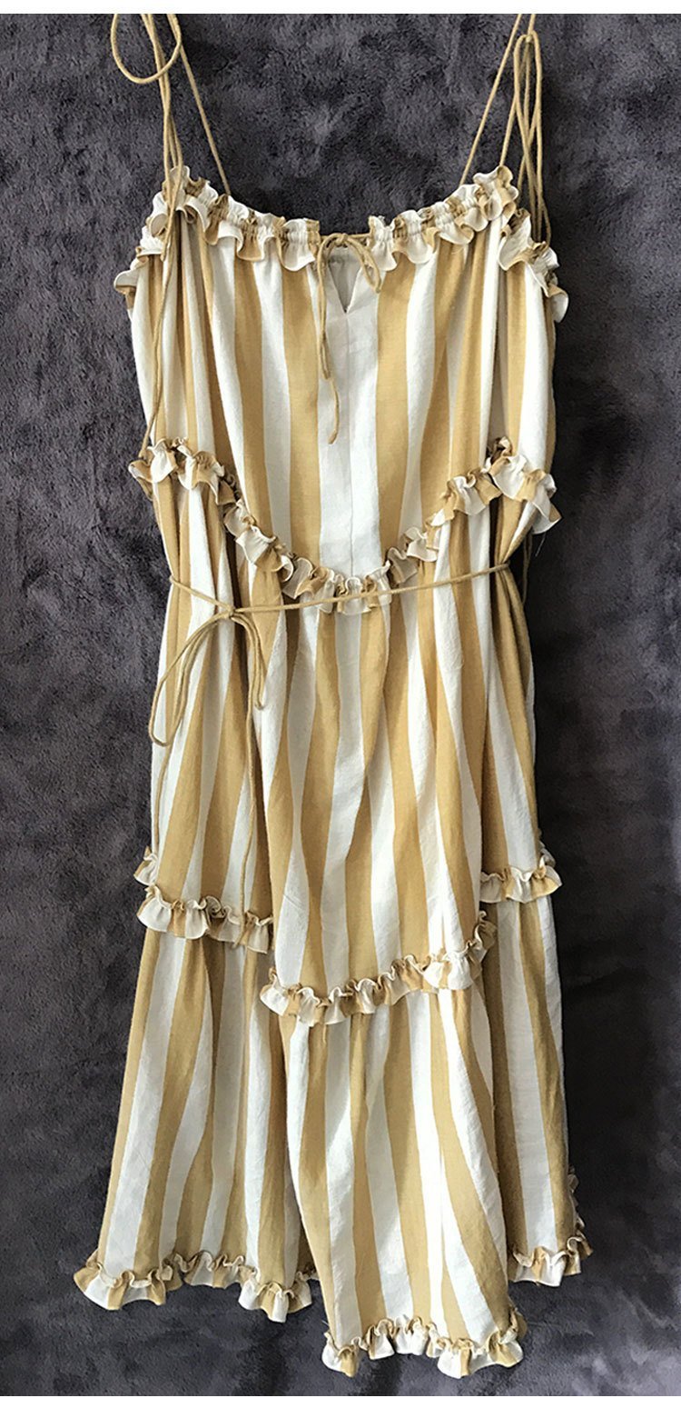 2018 Stripe Sleeveless Irregular Beach Dress