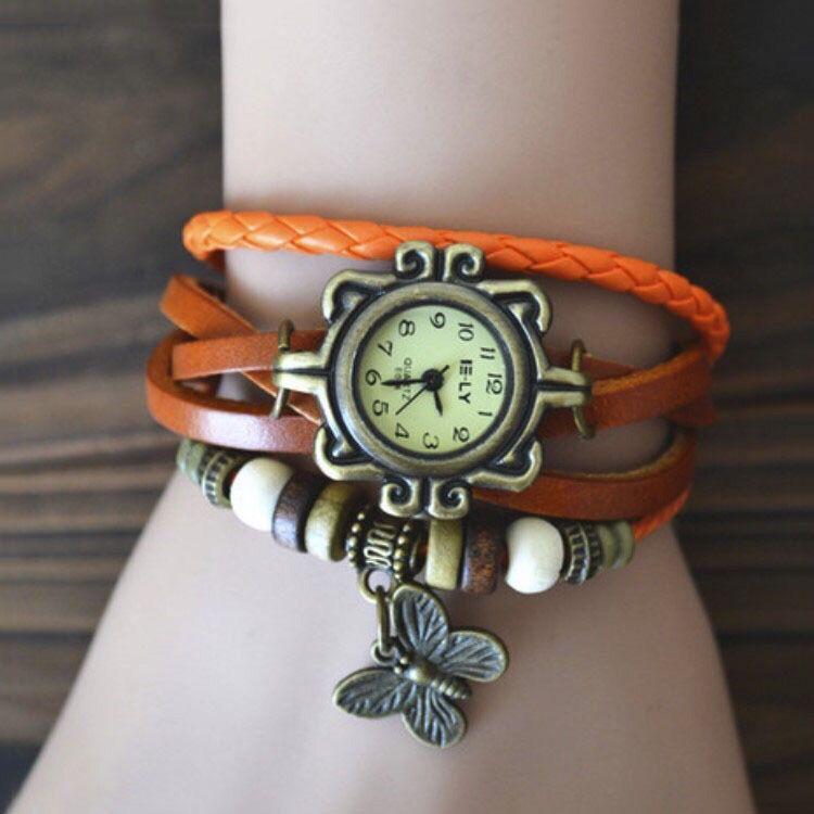 Vintage  Bracelet Women Butterfly Pendant Watch