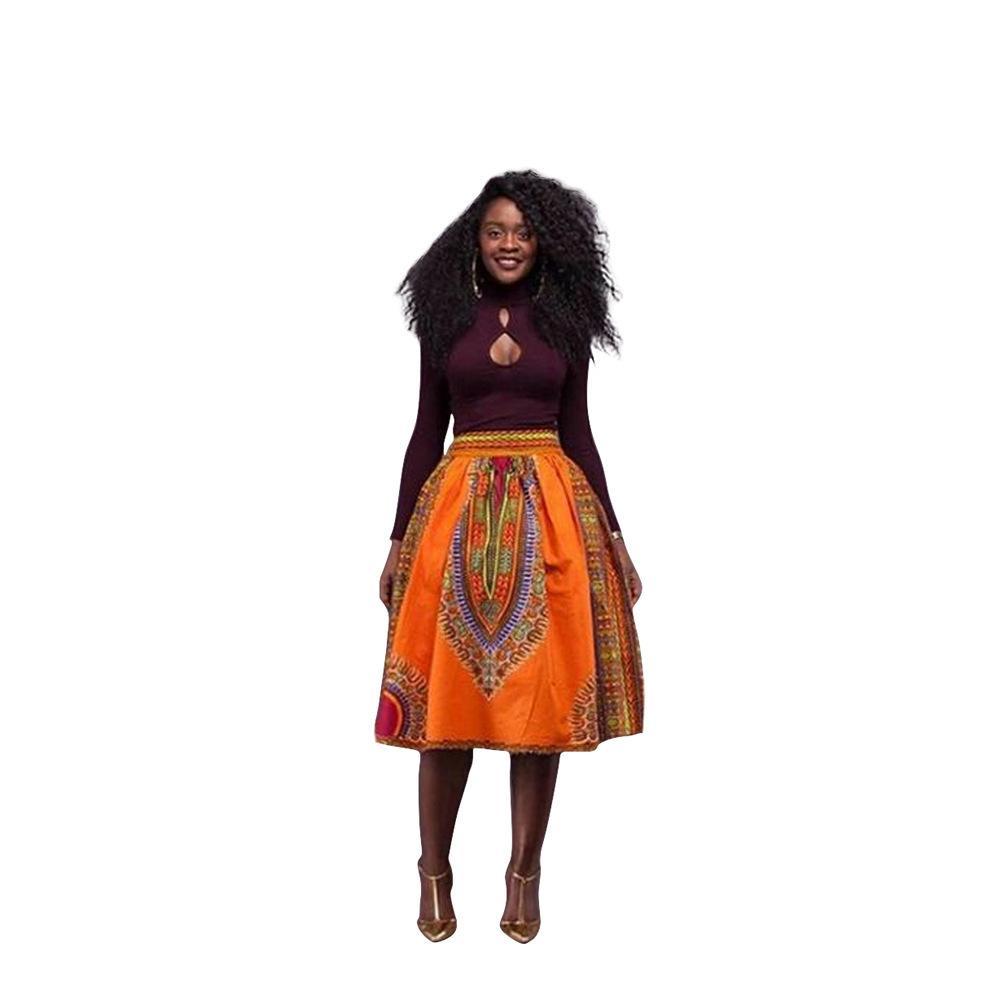 African Print High Waist Casual Skirt