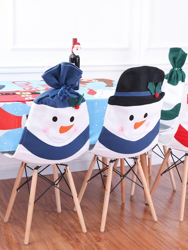 Holiday Snowman Dining Chair Slipcovers Christmas Decorations