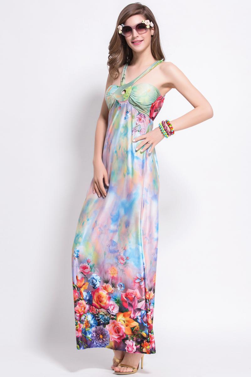 Sexy Printed Sleeveless Bohemia Beach Maxi Dress