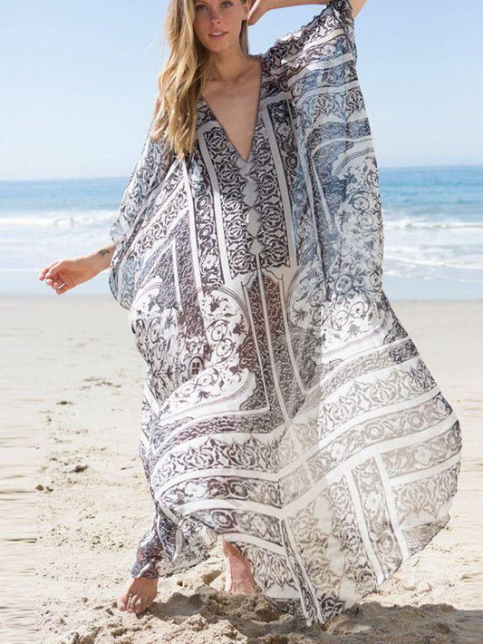 Oversized Chiffon Beach Blouse Holiday Sun Protection Cover-Up