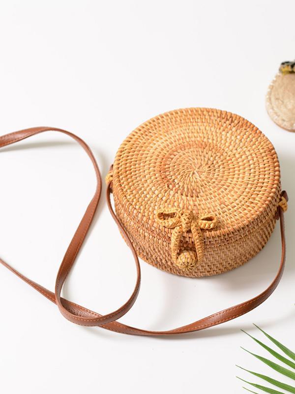 Round Rattan Butterfly Forest Handmade Bohemia Bag