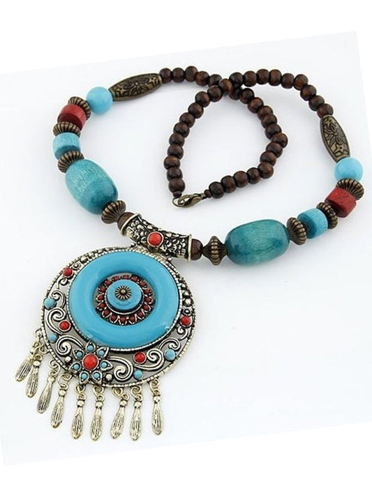 Bohemian Ethnic Style Hand-Woven Colorful Jewel Necklace