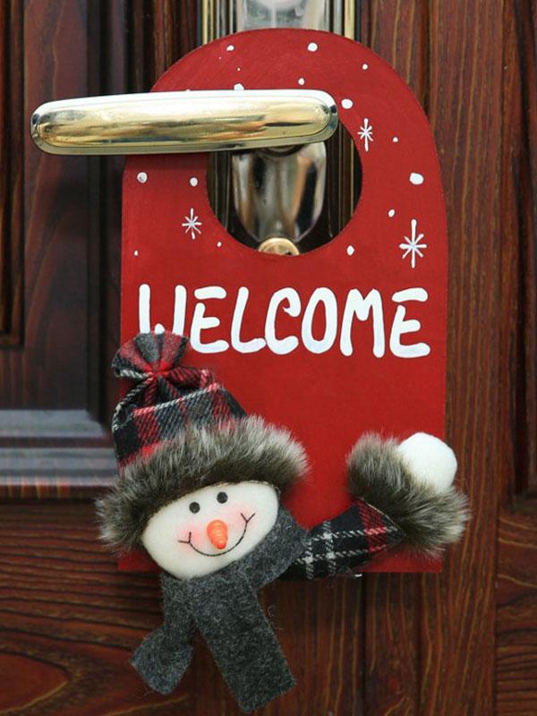 Santa Deer Pattern Door Decor for House Bar Christmas Decoration