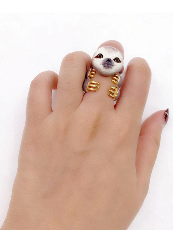 Colorful Sloth Design 3 Pieces Enamel Rings Sets