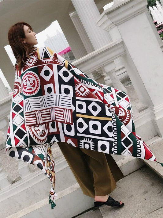 Ethnic Autumn Bohemian Long Geometric Print Scarf