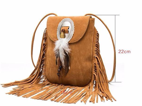 Vintage Bohemian Fringe Tassel Hippie Gypsy Crossbody Bag