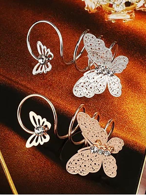 Gold Silver Sweet Butterfly Spring Ring