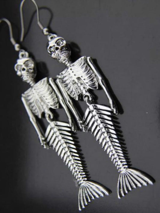 Mermaid Skeleton Dark Ocean Sailing Earrings Gothic Accessories