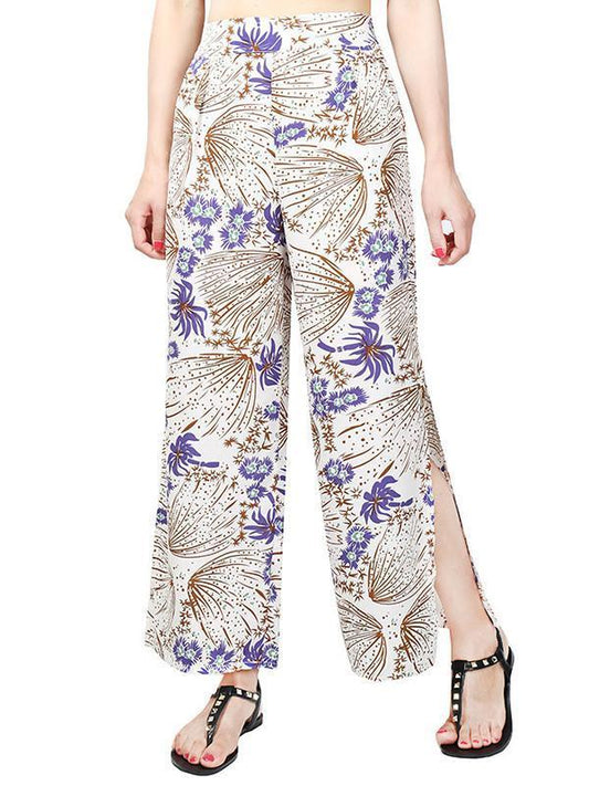 Pretty Chiffon Floral Split-side Wide Leg Long Pant