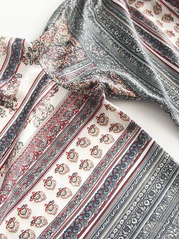 Printed Off-the-shoulder Flared Sleeves Bohemia T-Shirt Tops