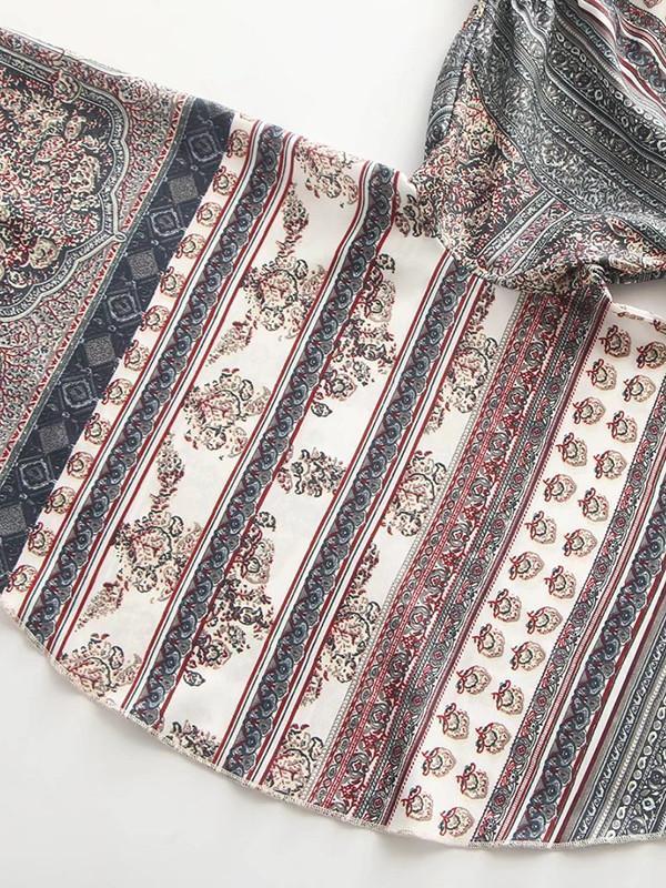 Printed Off-the-shoulder Flared Sleeves Bohemia T-Shirt Tops