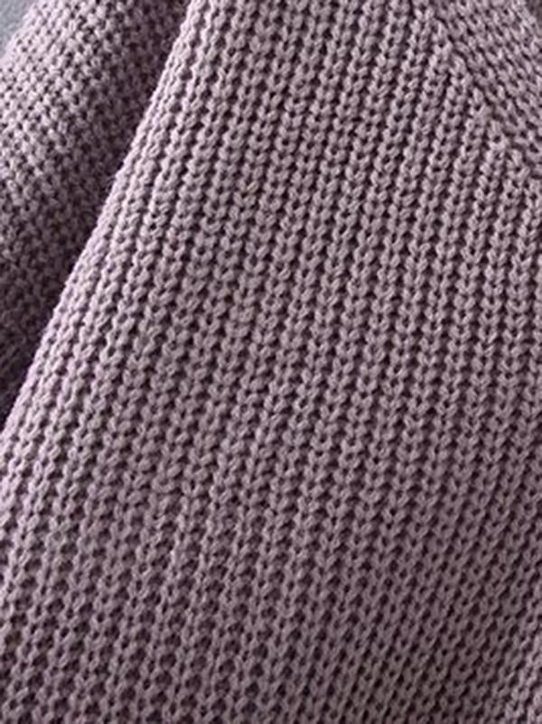 Solid Color V-neck Split Joint Zipper Sweater