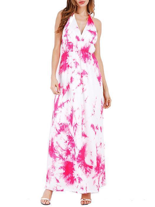 Spaghetti-neck Halterneck Backless Maxi Dress