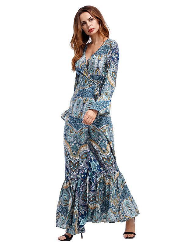 Bohemia Mermaid Split-side V-neck Maxi Dress