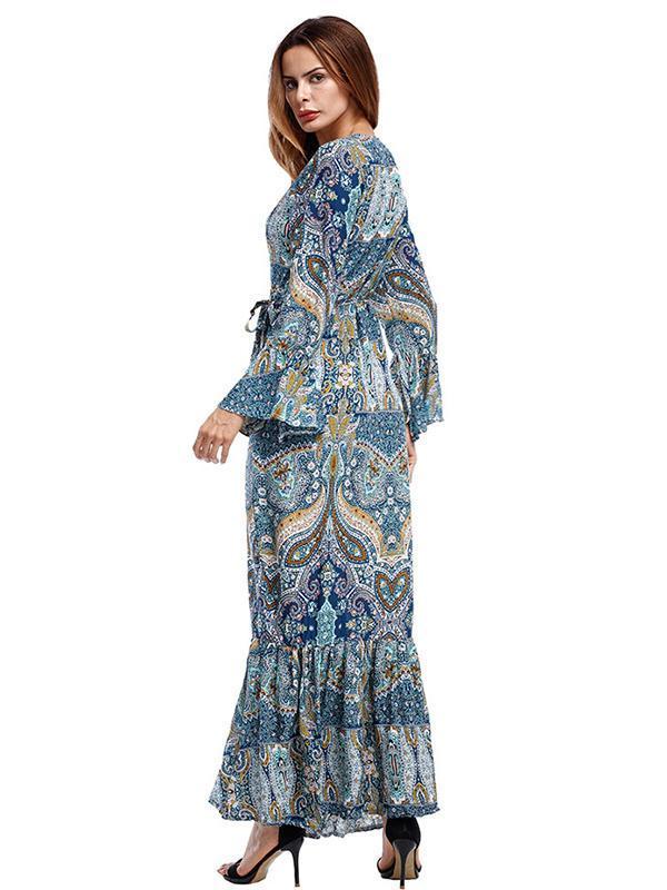 Bohemia Mermaid Split-side V-neck Maxi Dress