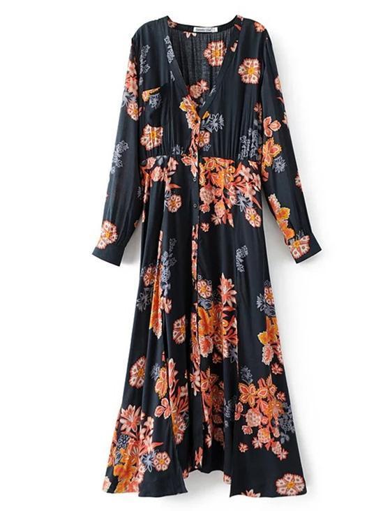 Bohemia Floral Split-side V-neck Maxi Dress