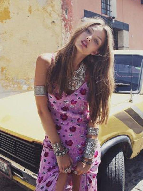 Floral Spaghetti-neck Split-front Backless V-neck Maxi Dress