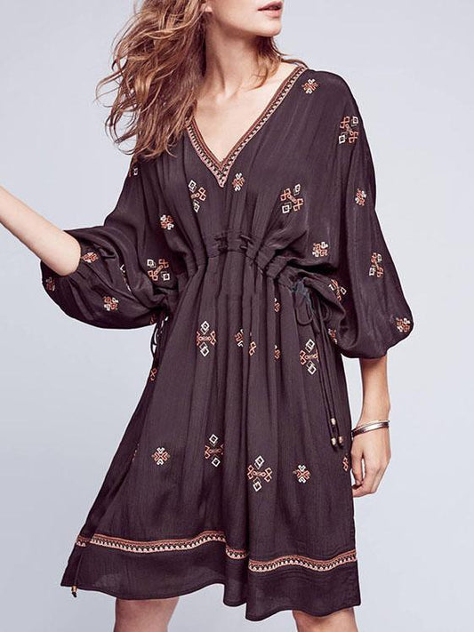 Bohemia Embroidered Loose Mini Dress