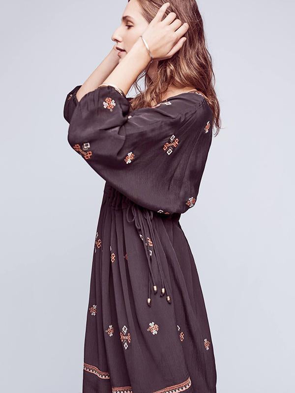 Bohemia Embroidered Loose Mini Dress