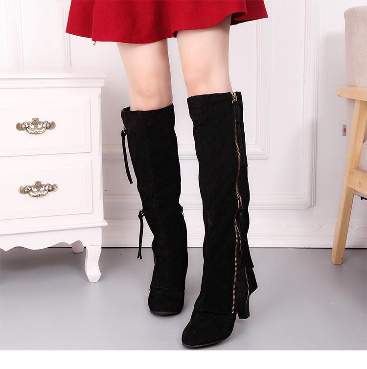 Zipper Tassels High Heels Boots Shoe