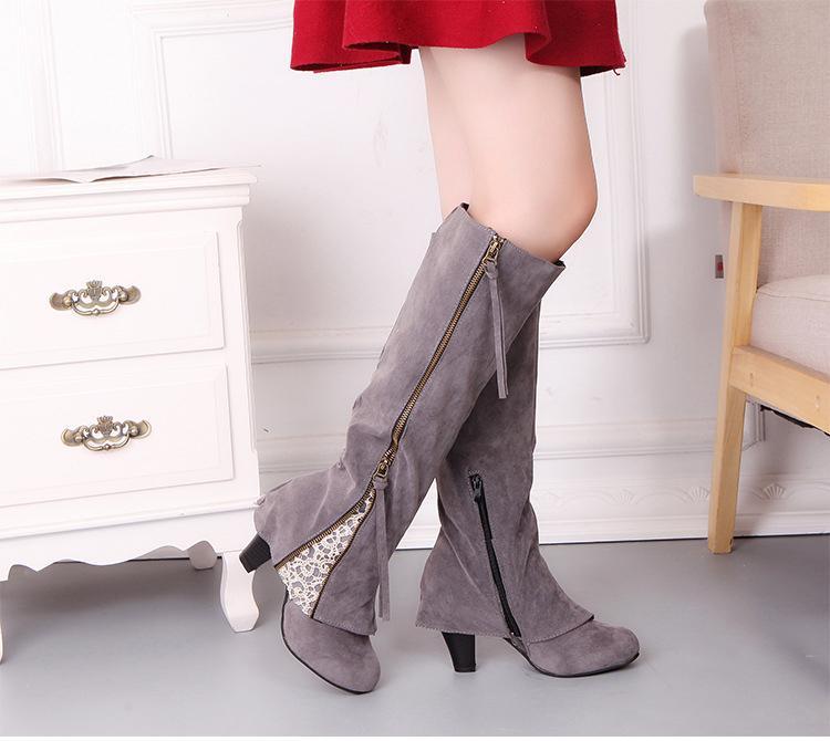 Zipper Tassels High Heels Boots Shoe