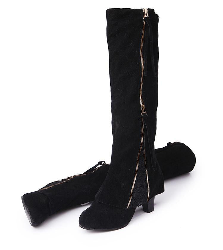 Zipper Tassels High Heels Boots Shoe