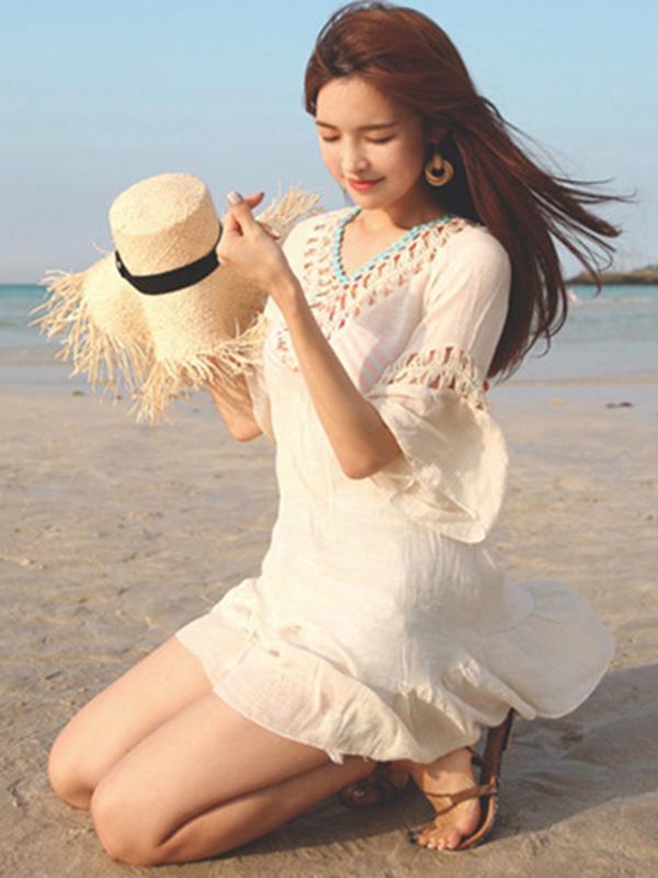 Pompoms Backless Cover-Ups Swimwear