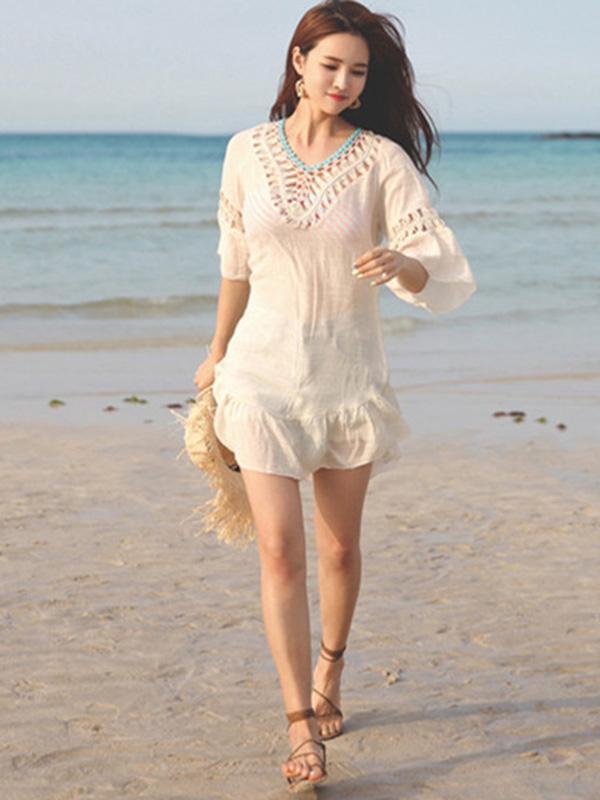 Pompoms Backless Cover-Ups Swimwear