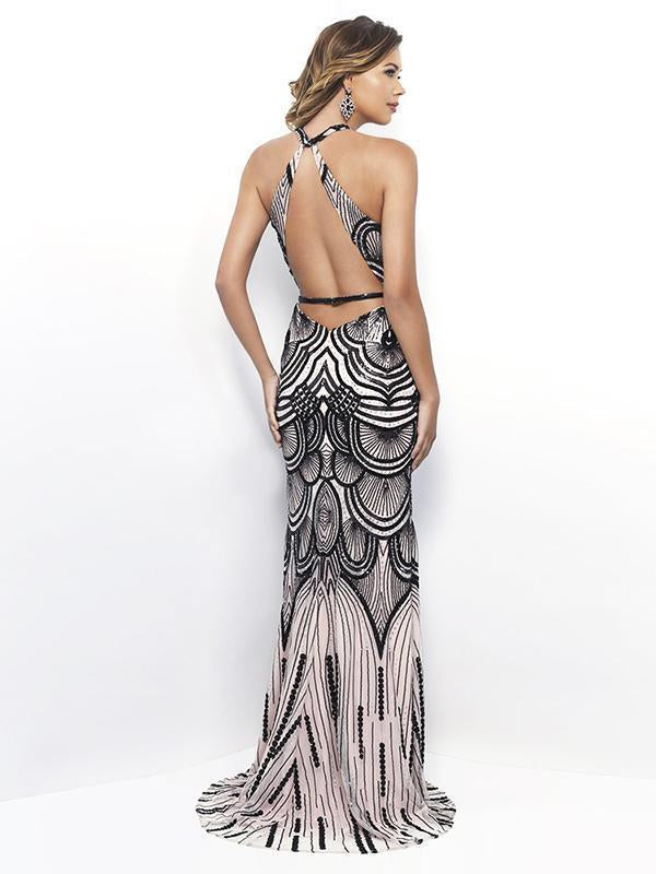 Sequined Backless Evening Dress