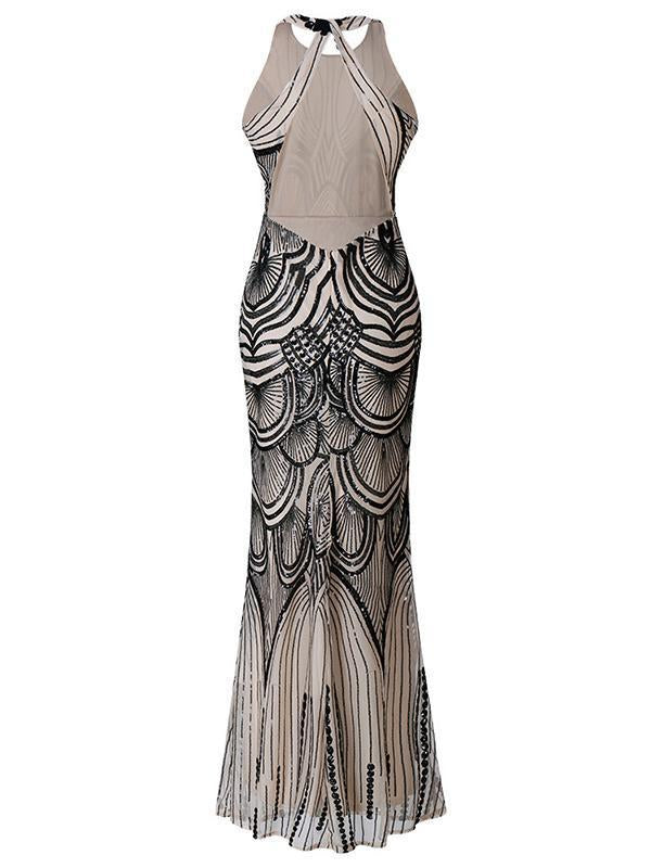 Sequined Backless Evening Dress