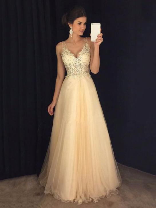 Elegant V-neck Split-joint Evening Dress