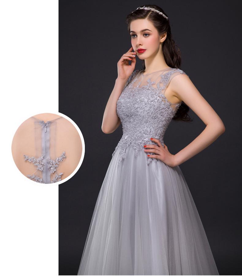 Three Colors Long Lace Evening Dress  Huge Hem Banquet