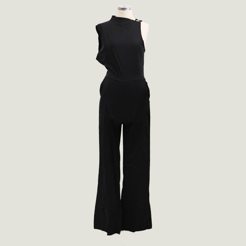 Fashion rompers womens jumpsuit OL Elegant Plain Wide Leg One Shoulder Long Playsuit Jumpsuit combinaison femme