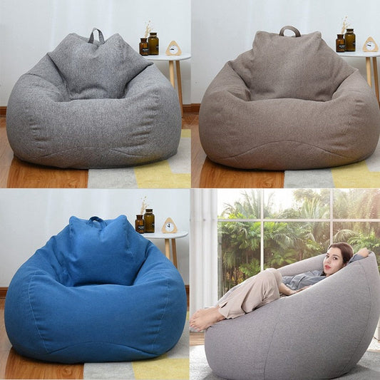 New Large Small Lazy Sofas Cover Chairs without Filler Linen Cloth Lounger Seat Bean Bag Pouf Puff Couch Tatami Living Room