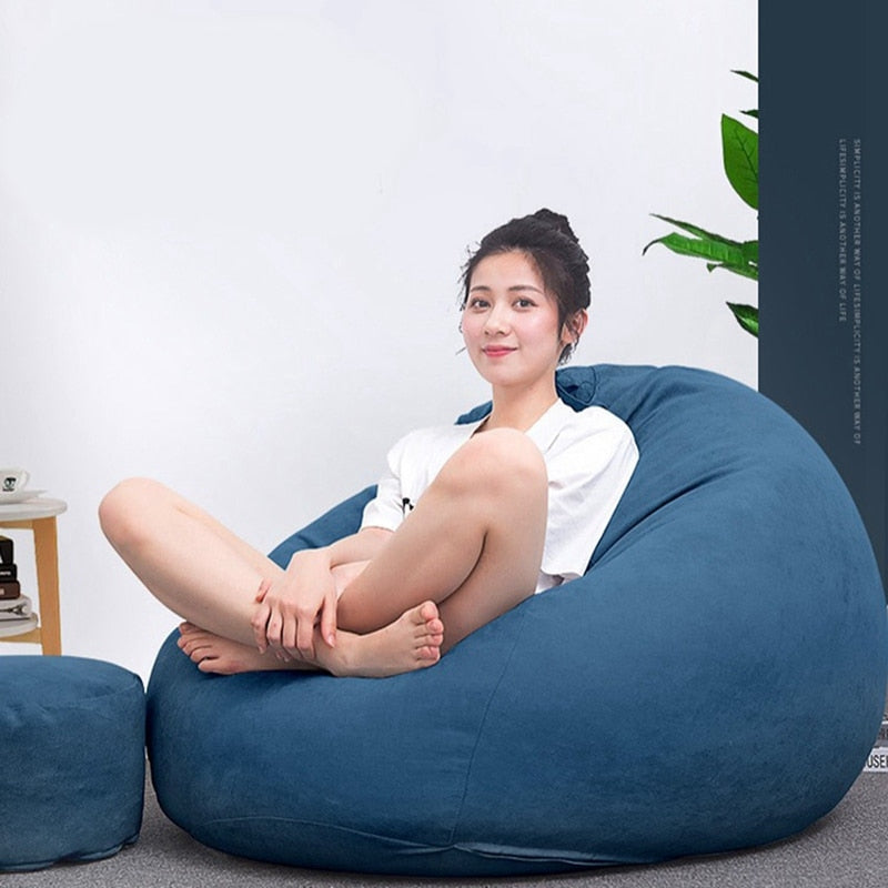 New Large Small Lazy Sofas Cover Chairs without Filler Linen Cloth Lounger Seat Bean Bag Pouf Puff Couch Tatami Living Room