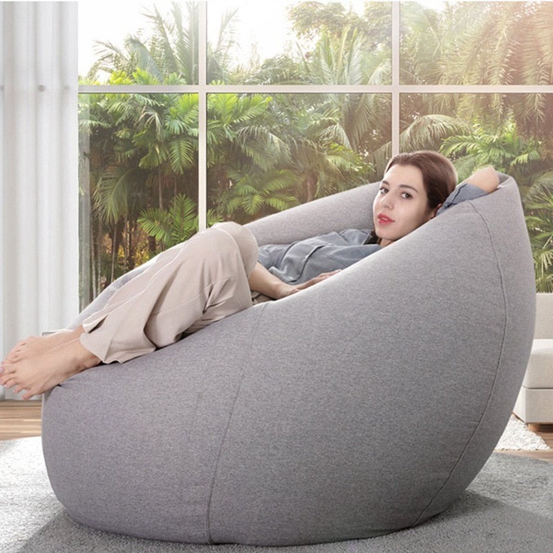 New Large Small Lazy Sofas Cover Chairs without Filler Linen Cloth Lounger Seat Bean Bag Pouf Puff Couch Tatami Living Room