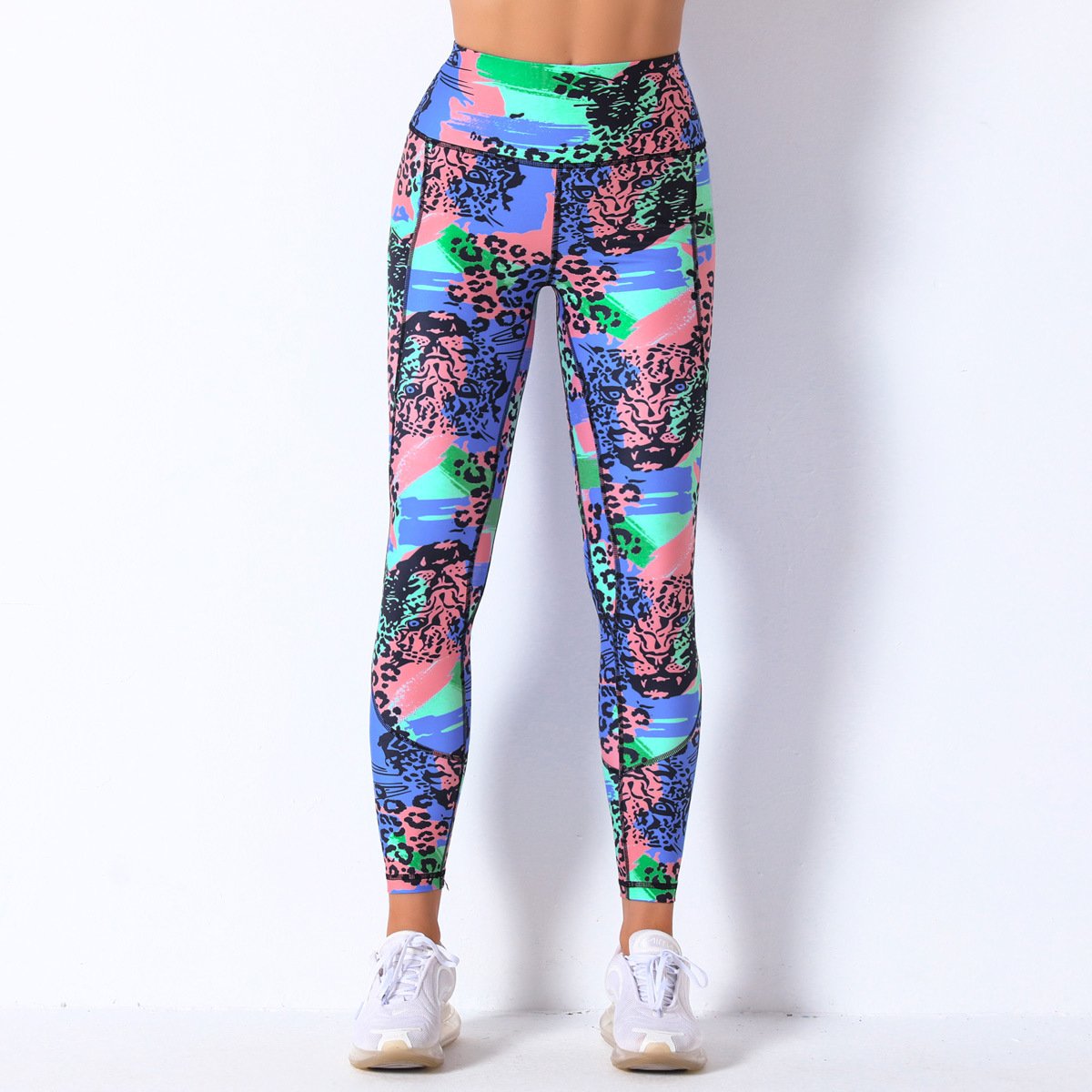 Comfortable breathable digital print yoga pants high waist slim sports leggings