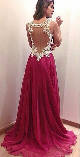 Red Lace Backless Evening Party Maxi Dress