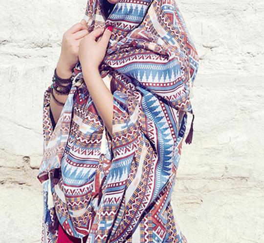 Print Retro Linen Bohemia Shawl