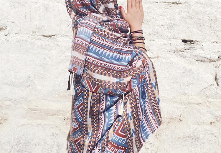 Print Retro Linen Bohemia Shawl