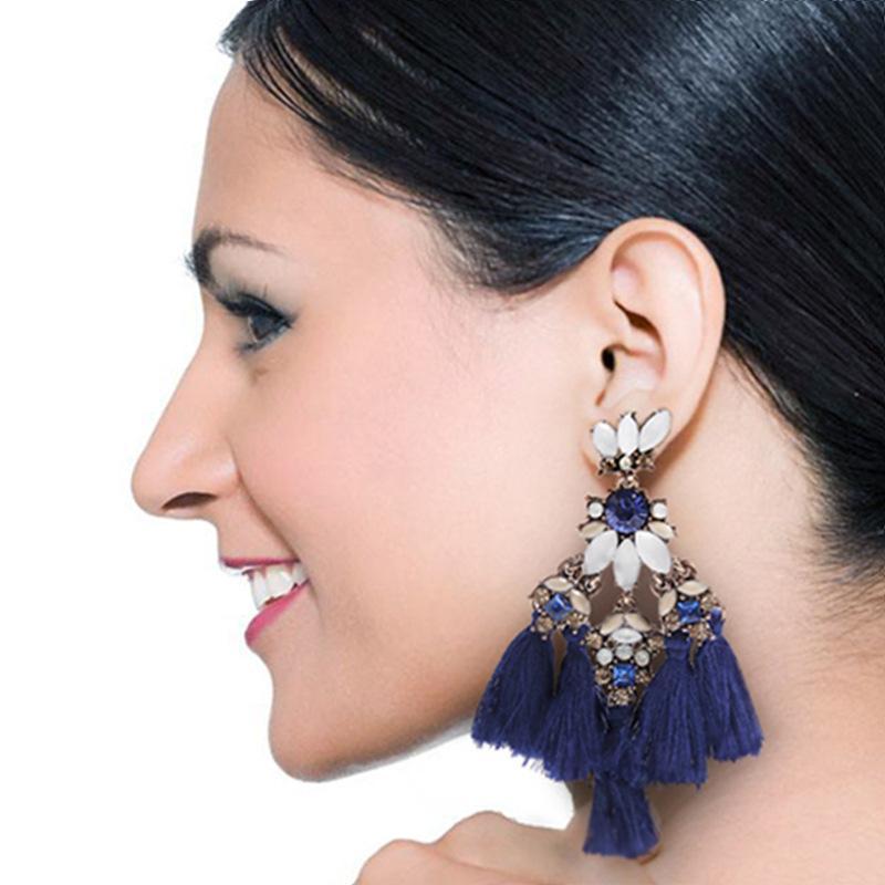 1 pair tassel earring make statement fashion fringed Bohemia jewelry for party