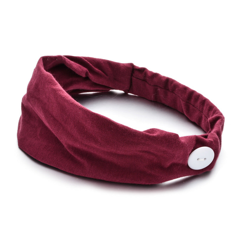 Solid Color Button Mask Hair Band Anti-strangulation Cotton Elastic Yoga Fitness for Men and Women Sports Wash Hair Accessories Can Be Customized