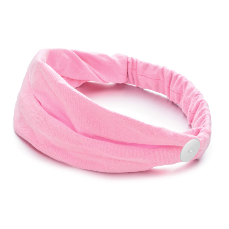 Solid Color Button Mask Hair Band Anti-strangulation Cotton Elastic Yoga Fitness for Men and Women Sports Wash Hair Accessories Can Be Customized